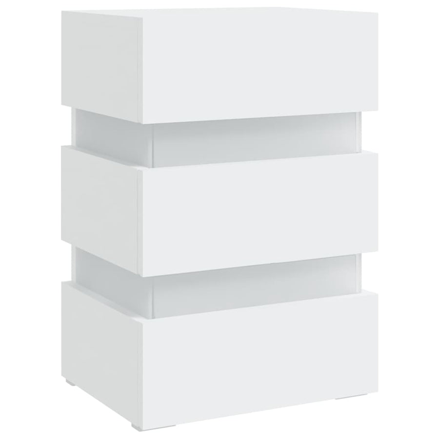 326846  Nachtkastje Led 45X35X67 Cm Bewerkt Hout Wit 1