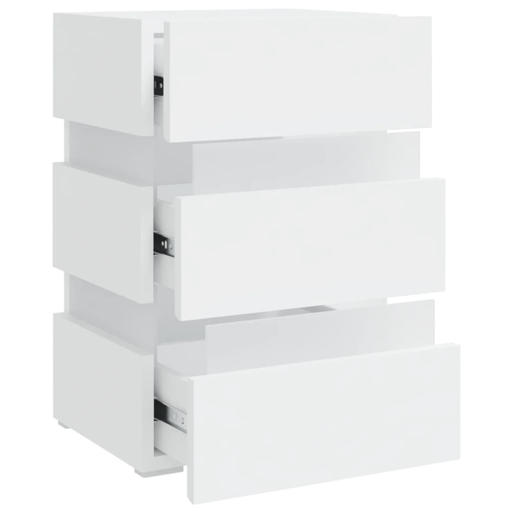 326846  Nachtkastje Led 45X35X67 Cm Bewerkt Hout Wit 1