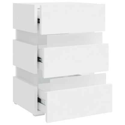 326846  Nachtkastje Led 45X35X67 Cm Bewerkt Hout Wit 1