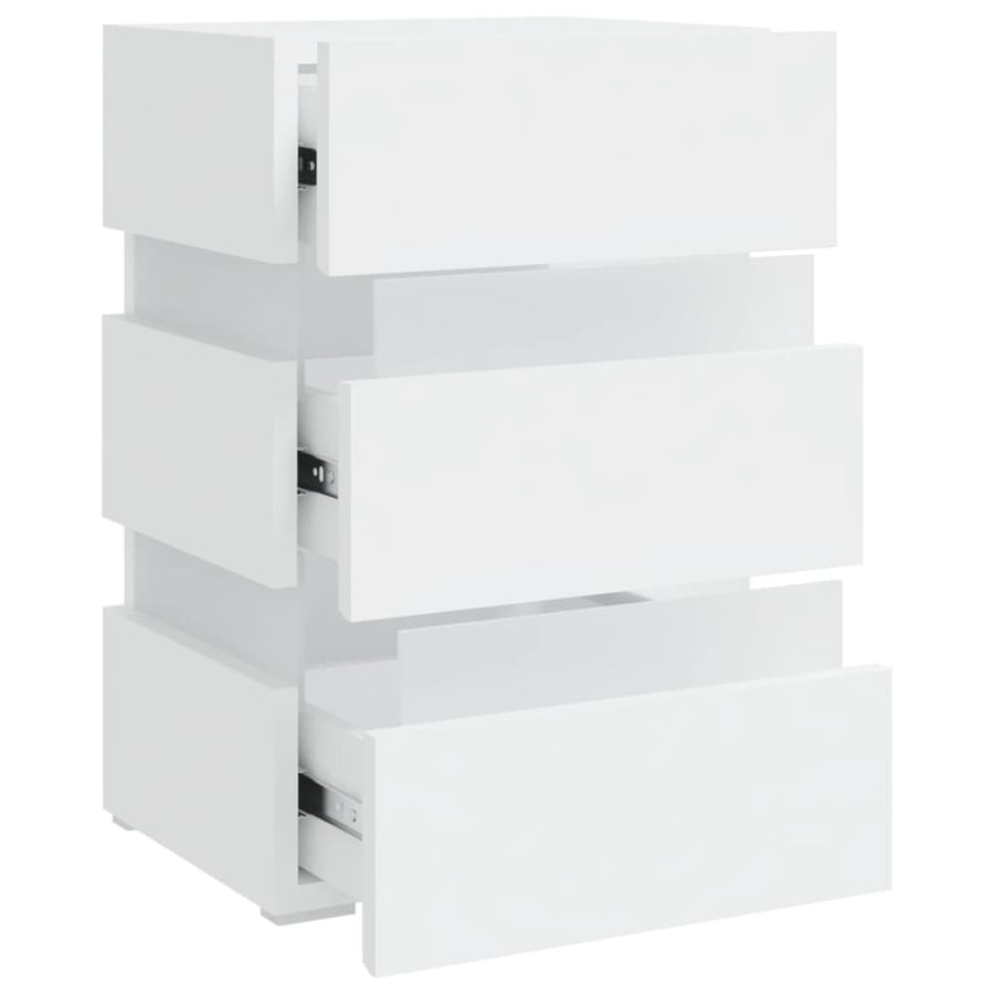 326846  Nachtkastje Led 45X35X67 Cm Bewerkt Hout Wit 1