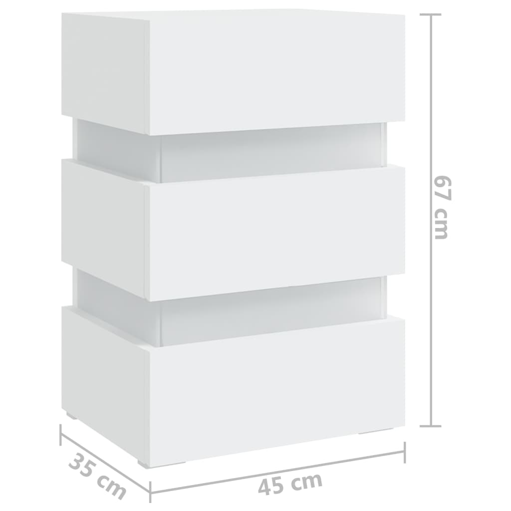 326846  Nachtkastje Led 45X35X67 Cm Bewerkt Hout Wit 1