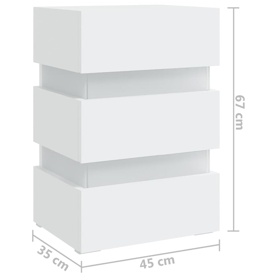 326846  Nachtkastje Led 45X35X67 Cm Bewerkt Hout Wit 1