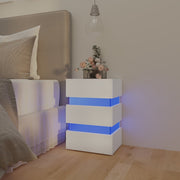 Nachtkastje 45x35x67 cm bewerkt hout wit met LED
