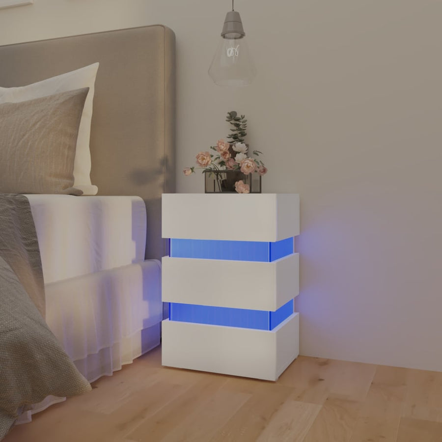 326846  Nachtkastje Led 45X35X67 Cm Bewerkt Hout Wit 1