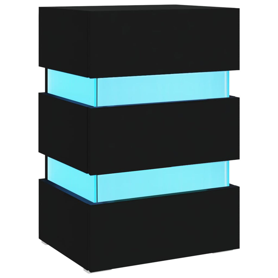 326846  Nachtkastje Led 45X35X67 Cm Bewerkt Hout Zwart 1