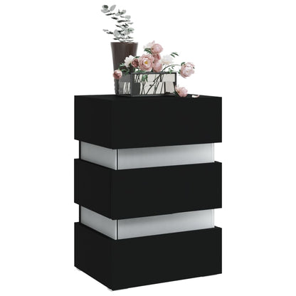 326846  Nachtkastje Led 45X35X67 Cm Bewerkt Hout Zwart 1