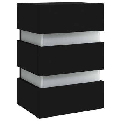 326846  Nachtkastje Led 45X35X67 Cm Bewerkt Hout Zwart 1