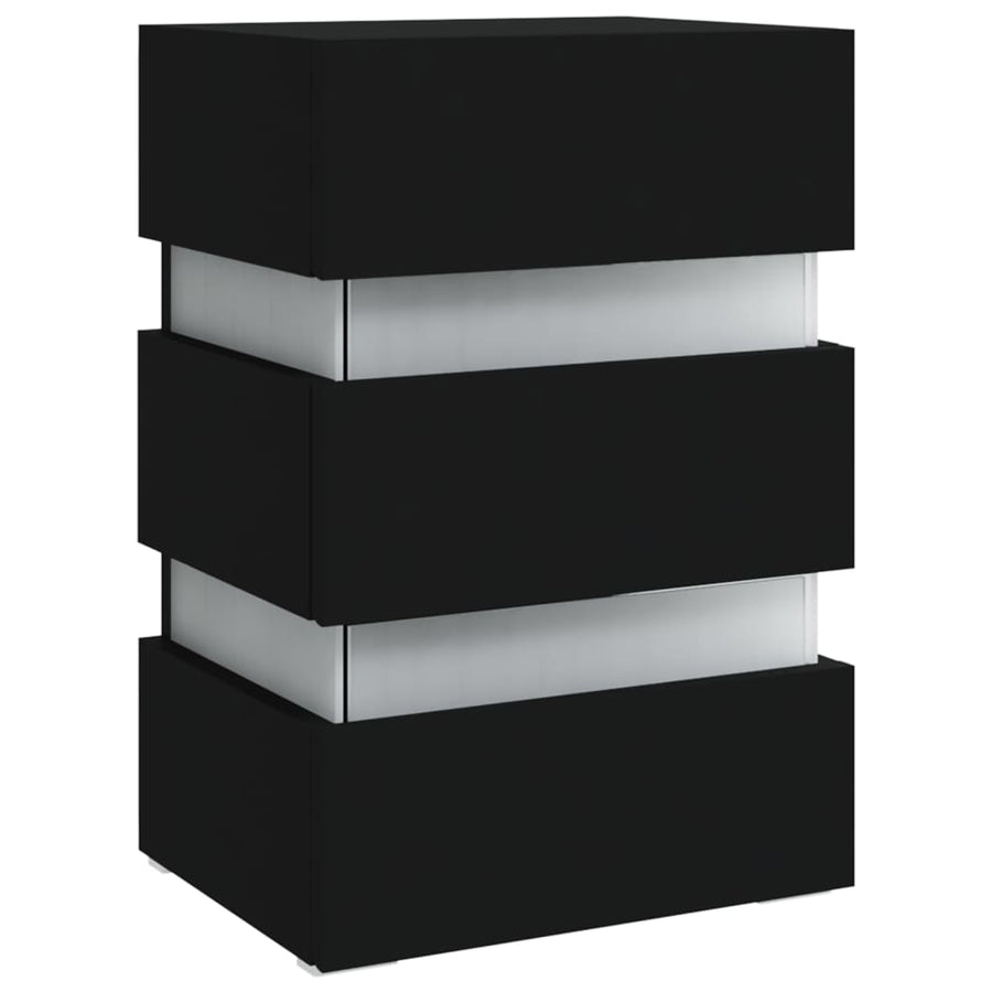 326846  Nachtkastje Led 45X35X67 Cm Bewerkt Hout Zwart 1