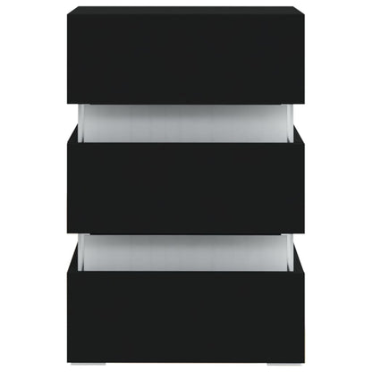 326846  Nachtkastje Led 45X35X67 Cm Bewerkt Hout Zwart 1