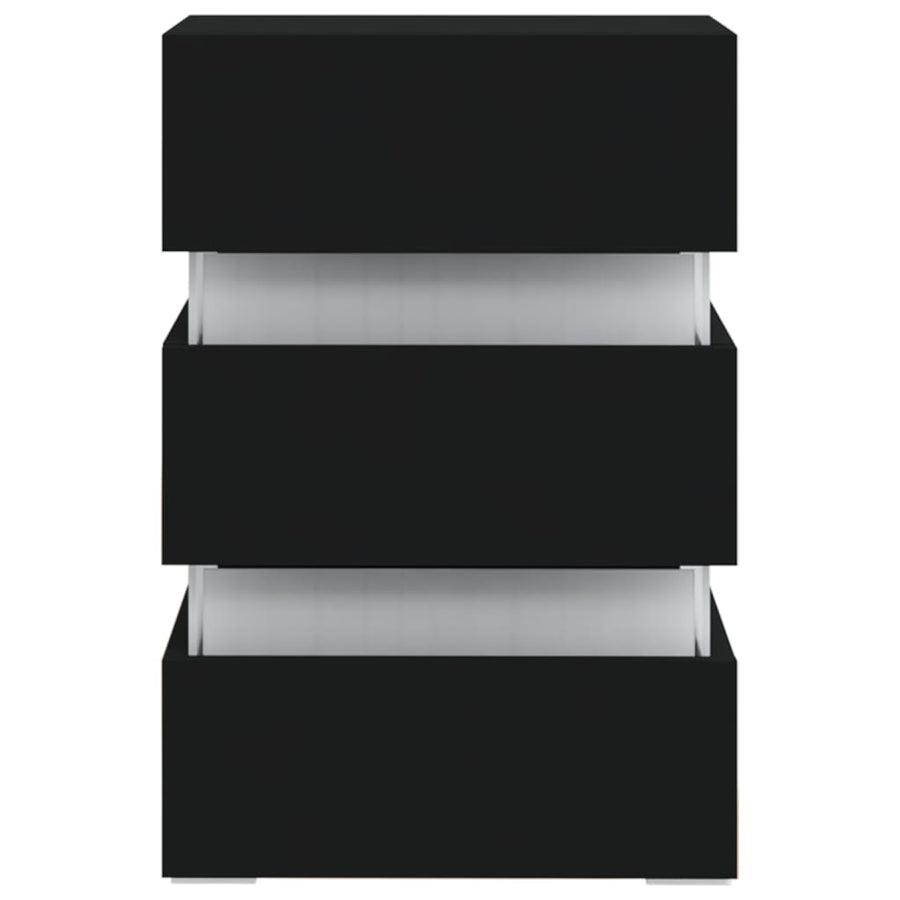 326846  Nachtkastje Led 45X35X67 Cm Bewerkt Hout Zwart 1