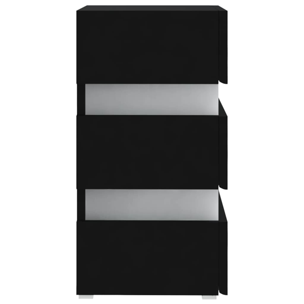 326846  Nachtkastje Led 45X35X67 Cm Bewerkt Hout Zwart 1