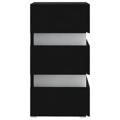 326846  Nachtkastje Led 45X35X67 Cm Bewerkt Hout Zwart 1