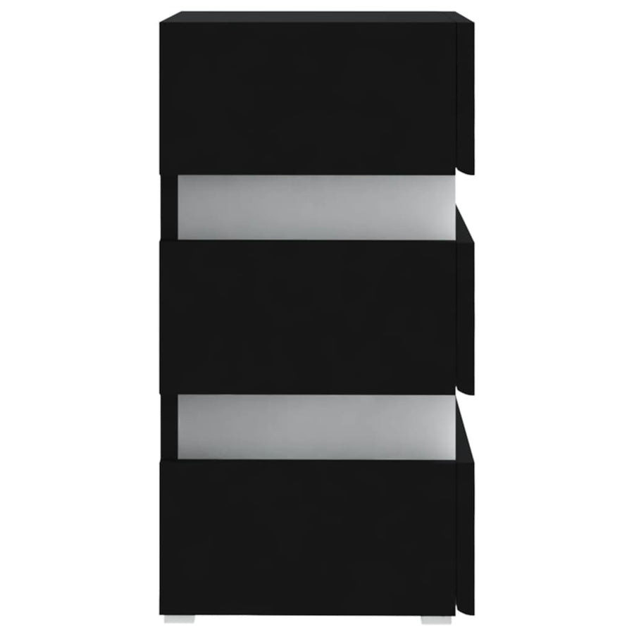 326846  Nachtkastje Led 45X35X67 Cm Bewerkt Hout Zwart 1