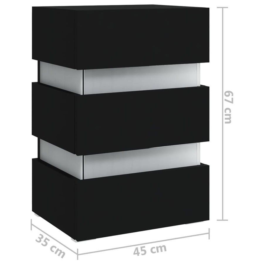 326846  Nachtkastje Led 45X35X67 Cm Bewerkt Hout Zwart 1