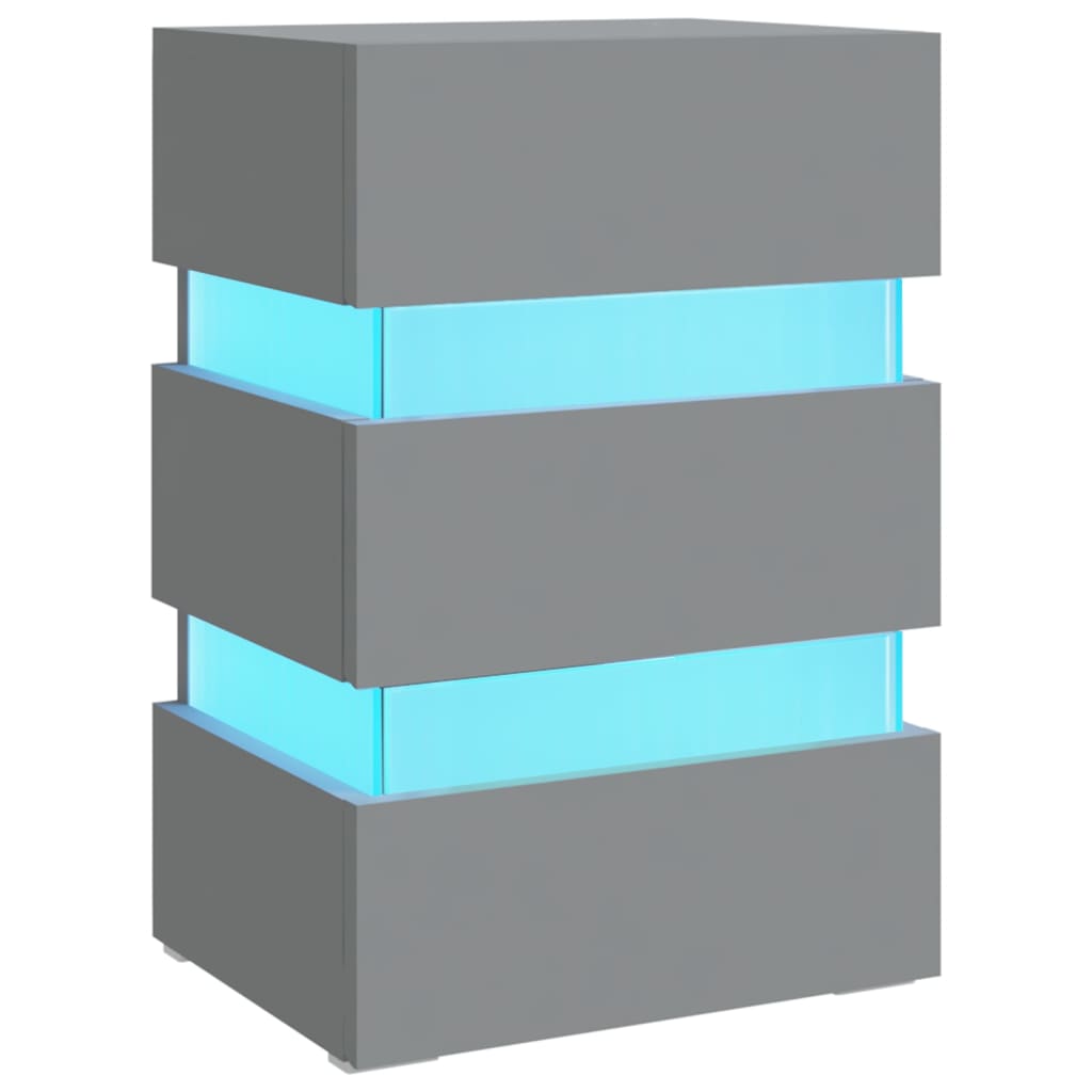 326846  Nachtkastje Led 45X35X67 Cm Bewerkt Hout Grijs 1
