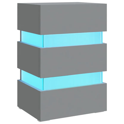 326846  Nachtkastje Led 45X35X67 Cm Bewerkt Hout Grijs 1