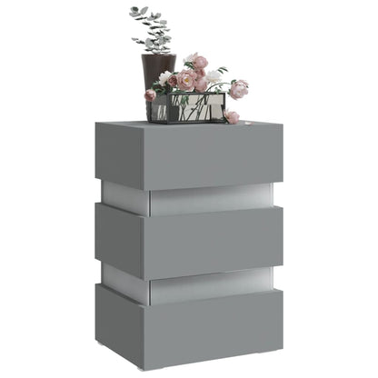 326846  Nachtkastje Led 45X35X67 Cm Bewerkt Hout Grijs 1