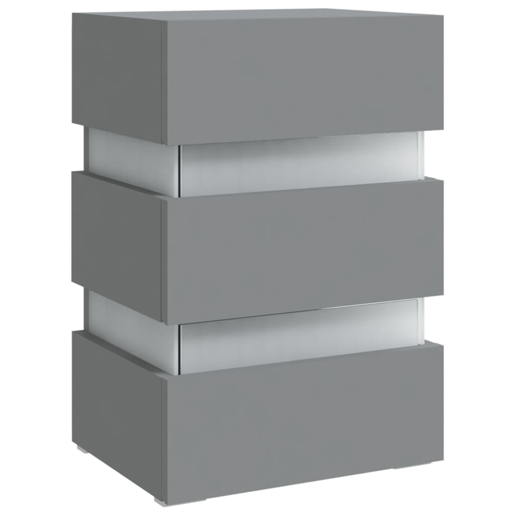 326846  Nachtkastje Led 45X35X67 Cm Bewerkt Hout Grijs 1