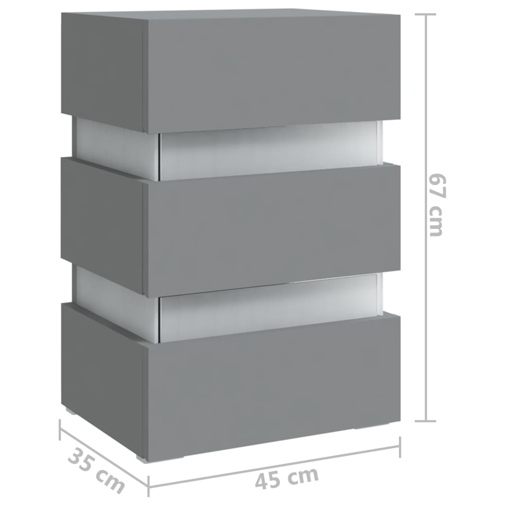 326846  Nachtkastje Led 45X35X67 Cm Bewerkt Hout Grijs 1