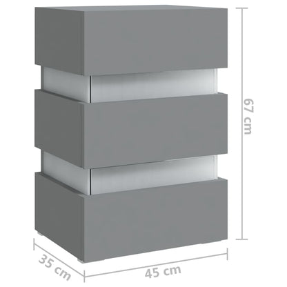 326846  Nachtkastje Led 45X35X67 Cm Bewerkt Hout Grijs 1