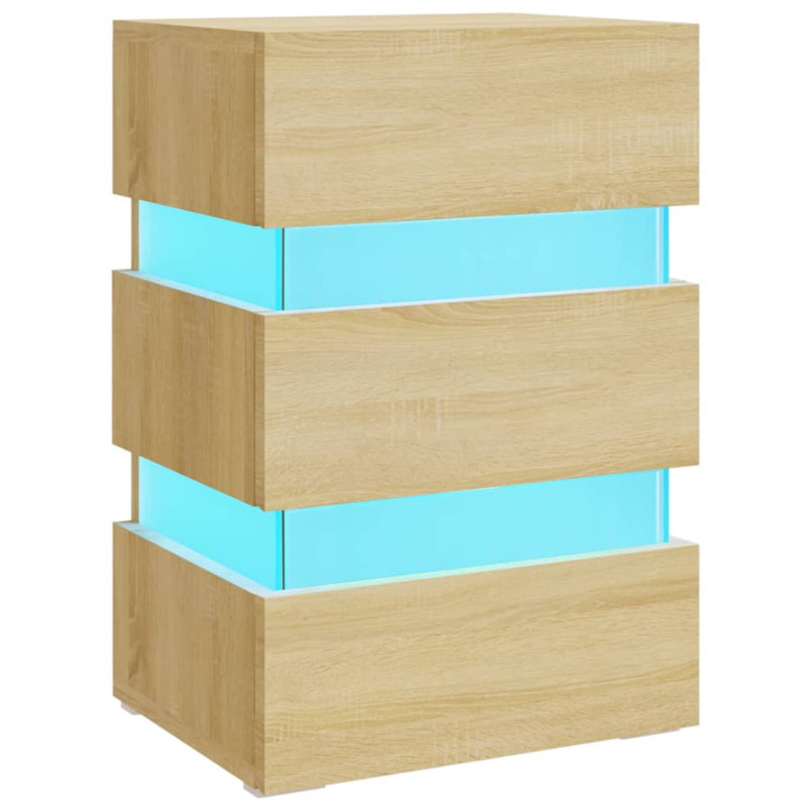 Nachtkastje 45x35x67 cm bewerkt hout kleurig Sonoma eiken