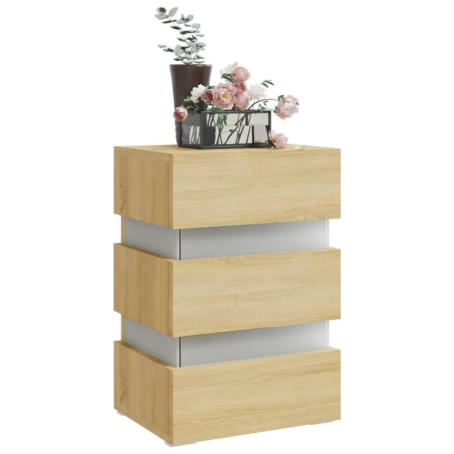 Nachtkastje 45x35x67 cm bewerkt hout kleurig Sonoma eiken