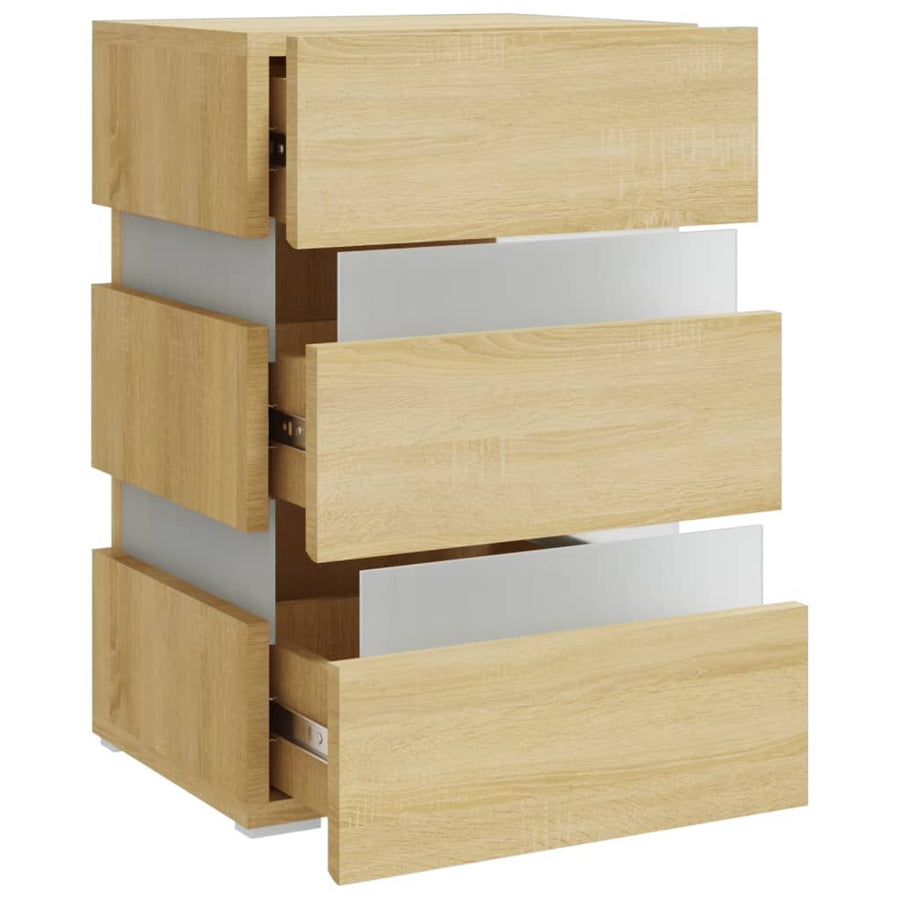 Nachtkastje 45x35x67 cm bewerkt hout kleurig Sonoma eiken