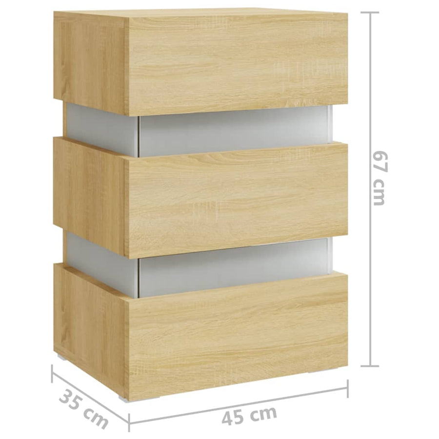 Nachtkastje 45x35x67 cm bewerkt hout kleurig Sonoma eiken