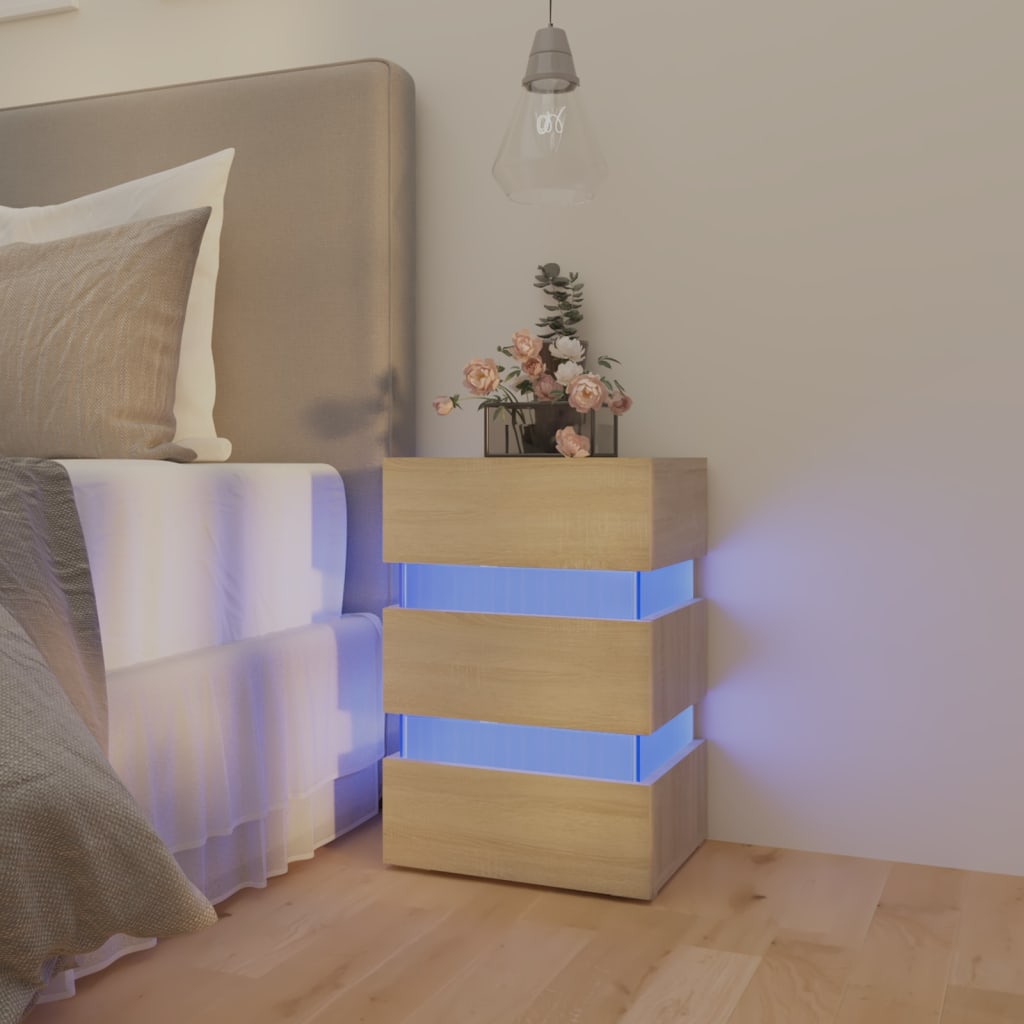 Nachtkastje 45x35x67 cm bewerkt hout kleurig Sonoma eiken