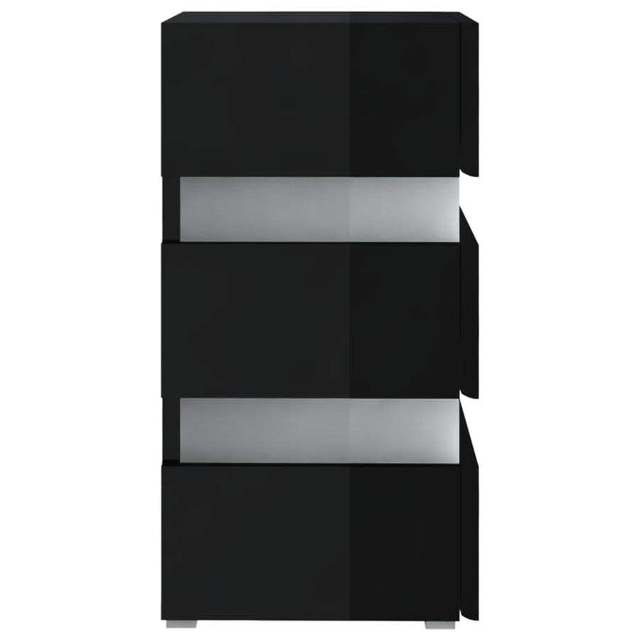 326846  Nachtkastje Led 45X35X67 Cm Bewerkt Hout Hoogglans Zwart 1
