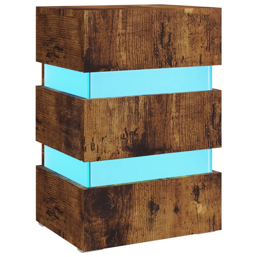 Nachtkastje 45x35x67 cm bewerkt hout gerookt eikenkleurig