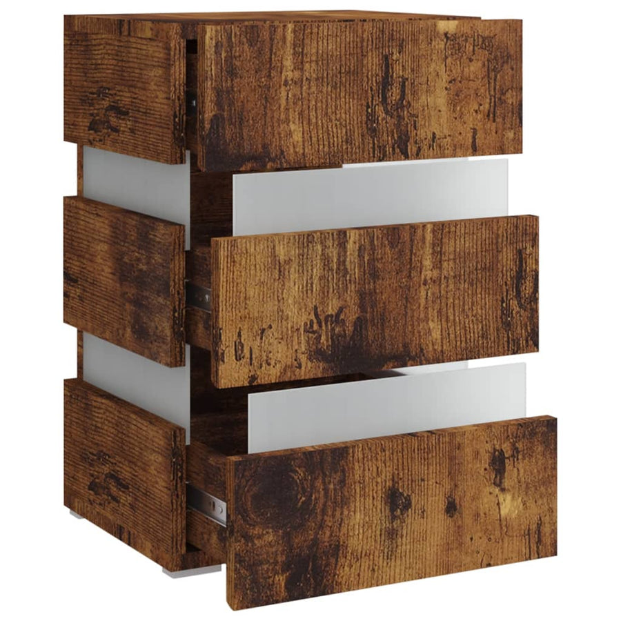 Nachtkastje 45x35x67 cm bewerkt hout gerookt eikenkleurig