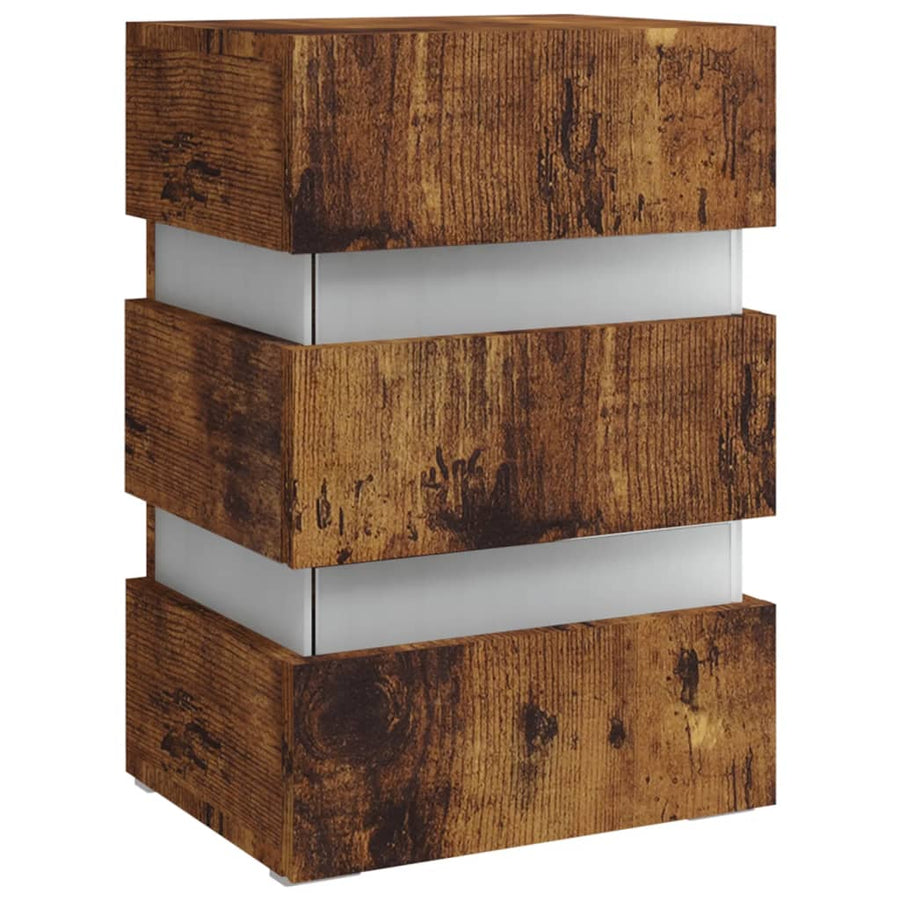 Nachtkastje 45x35x67 cm bewerkt hout gerookt eikenkleurig