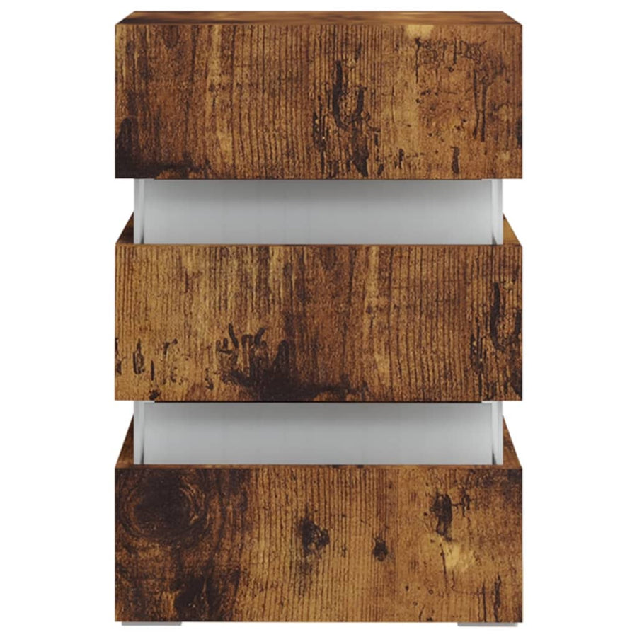 Nachtkastje 45x35x67 cm bewerkt hout gerookt eikenkleurig