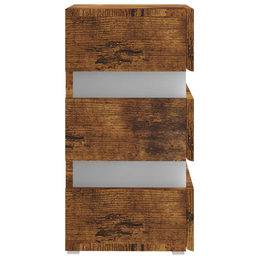 Nachtkastje 45x35x67 cm bewerkt hout gerookt eikenkleurig