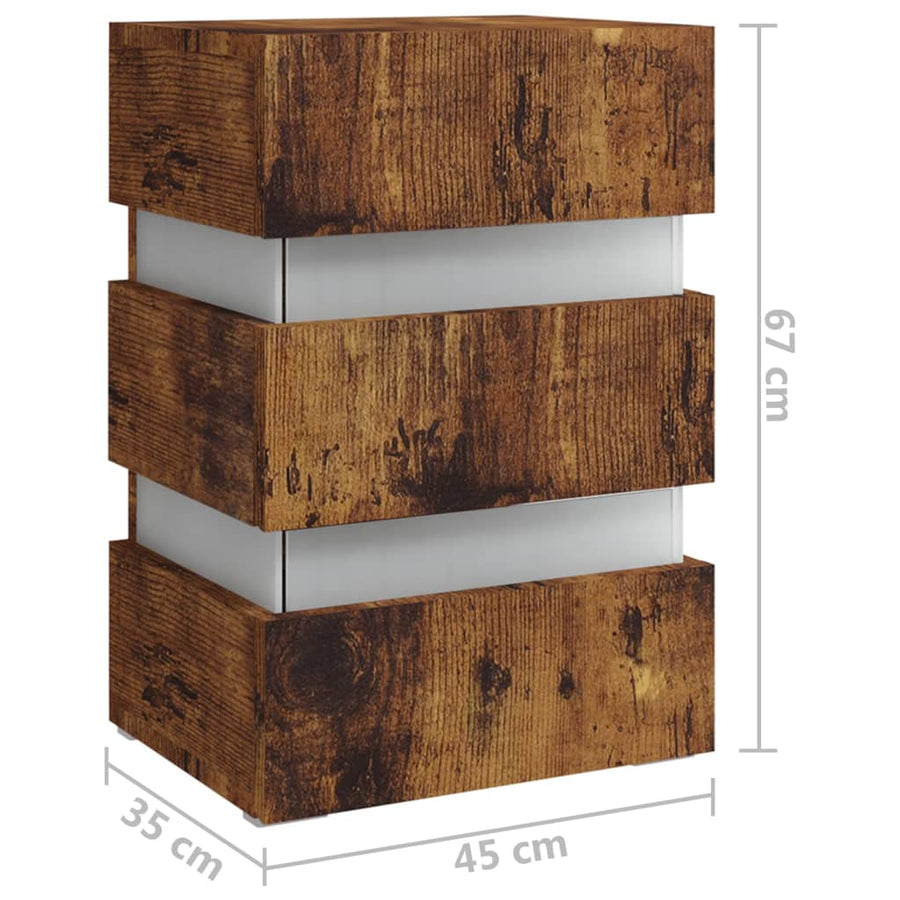Nachtkastje 45x35x67 cm bewerkt hout gerookt eikenkleurig