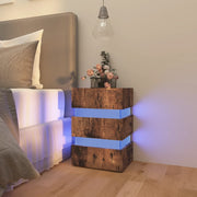 Nachtkastje 45x35x67 cm bewerkt hout gerookt eiken
