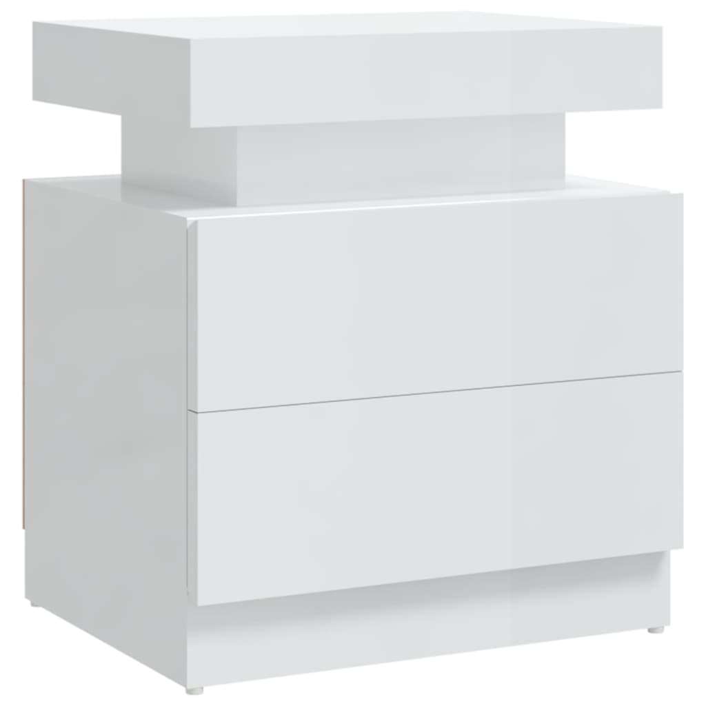 Nachtkastje 45X35X52 Cm Spaanplaat Hoogglans wit