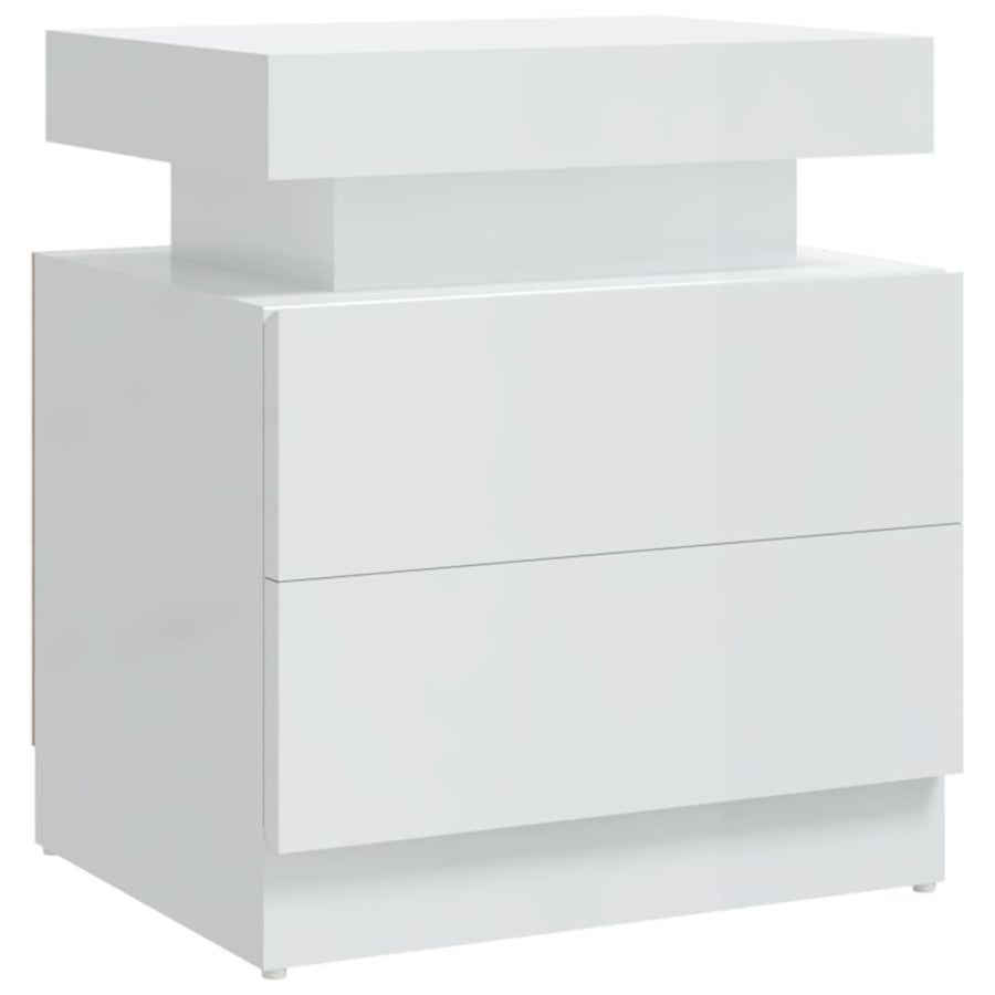 Nachtkastje 45X35X52 Cm Spaanplaat Hoogglans wit