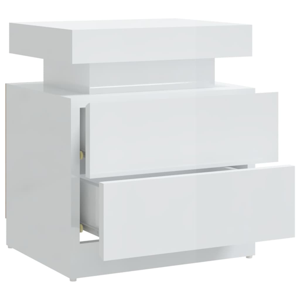 Nachtkastje 45X35X52 Cm Spaanplaat Hoogglans wit