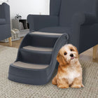 Dog stairs 3 steps foldable dark grey