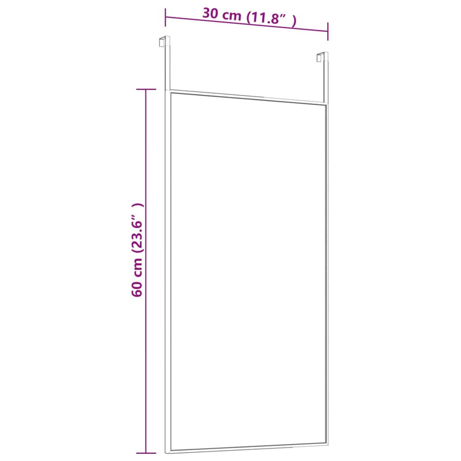 Deurspiegel 30x60 cm glas en aluminium zwart 30 x 60 cm Zwart