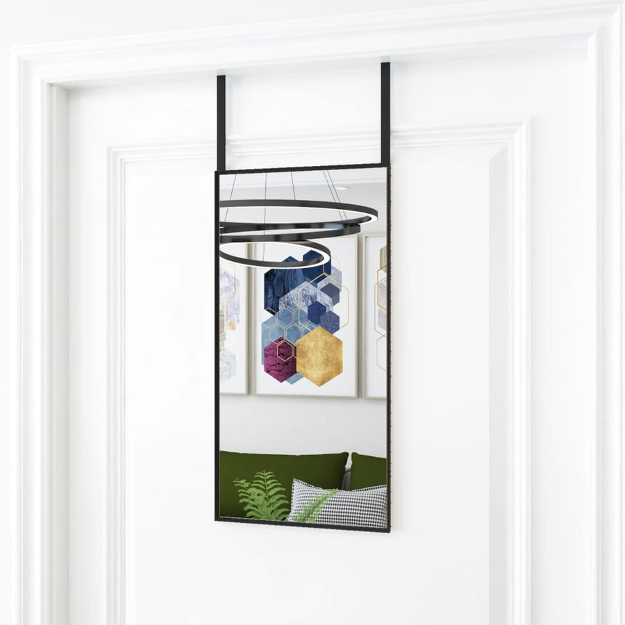 Deurspiegel 30x60 cm glas en aluminium zwart 30 x 60 cm Zwart