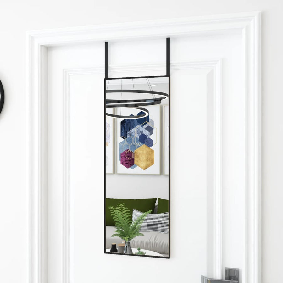 Deurspiegel 30x80 cm glas en aluminium zwart 30 x 80 cm Zwart