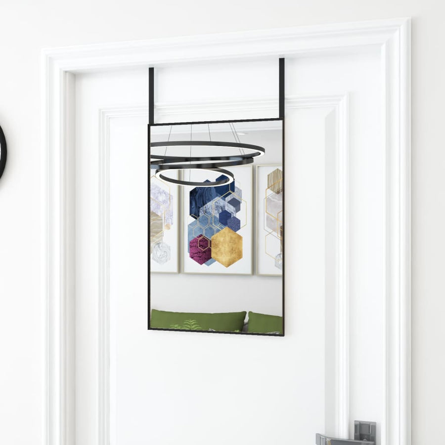 Deurspiegel 40x60 cm glas en aluminium zwart 40 x 60 cm Zwart