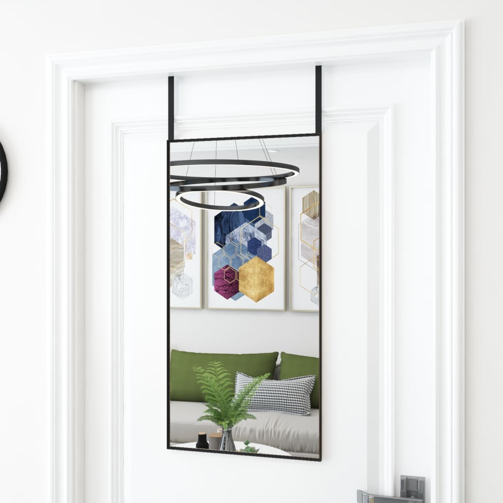 Deurspiegel 40x80 cm glas en aluminium zwart 40 x 80 cm Zwart