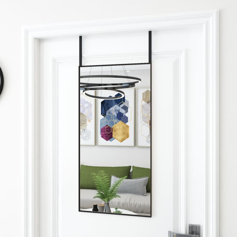 Deurspiegel 40x80 cm glas en aluminium zwart 40 x 80 cm Zwart
