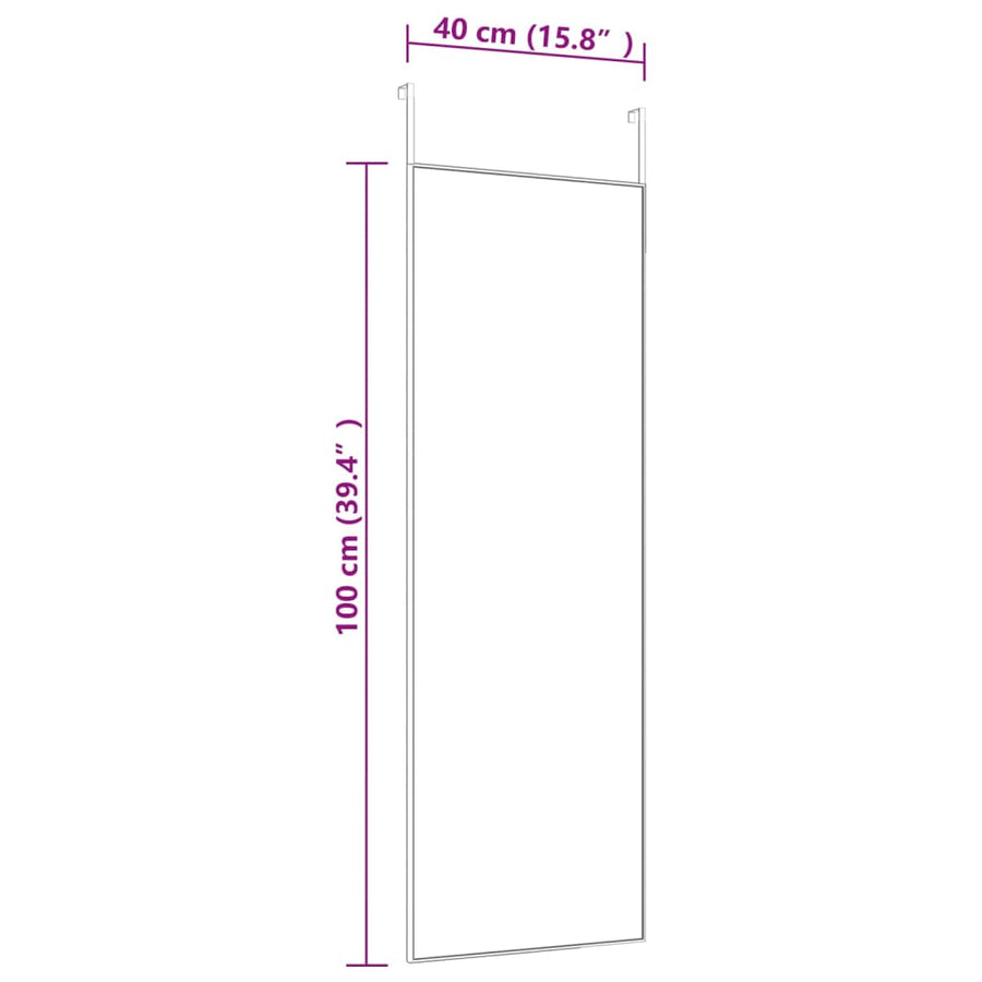 Deurspiegel 40x100 cm glas en aluminium zwart 40 x 100 cm Zwart