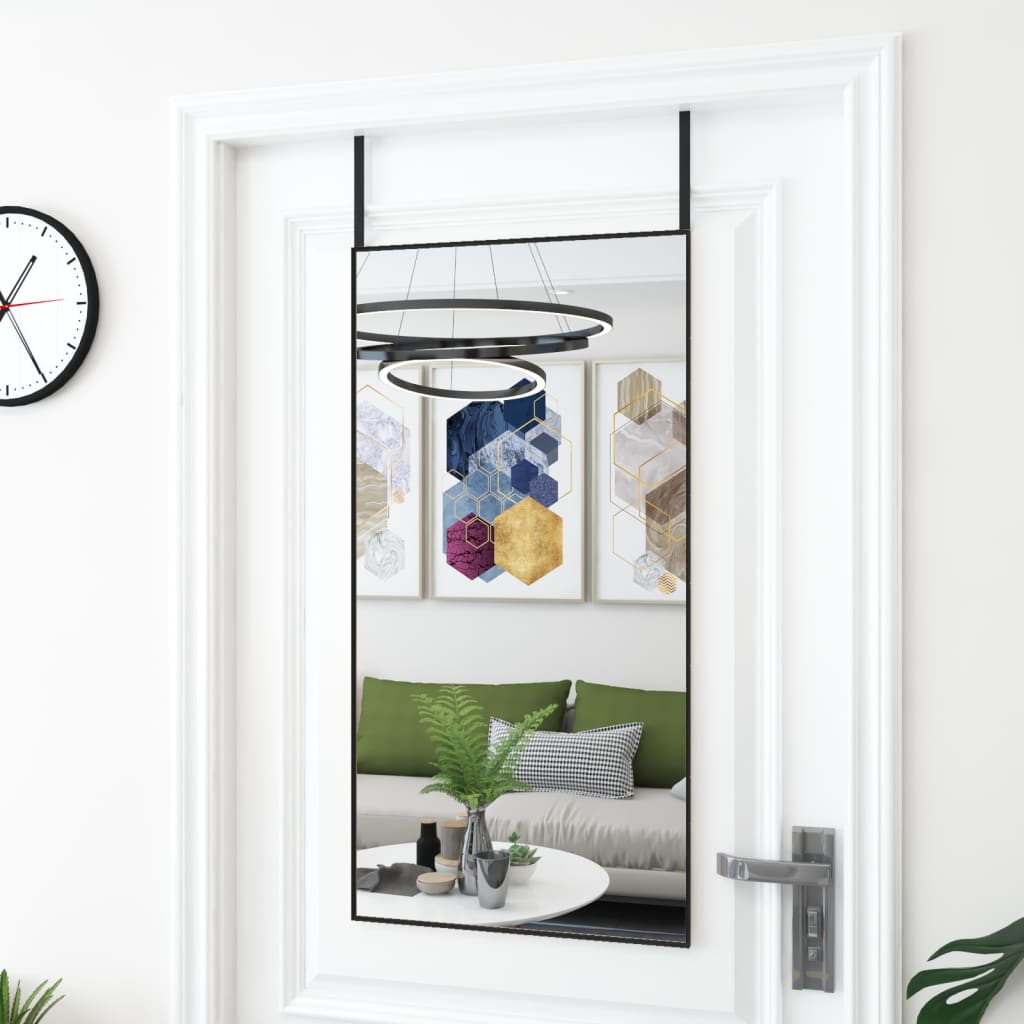 Deurspiegel 50x100 cm glas en aluminium zwart 50 x 100 cm Zwart