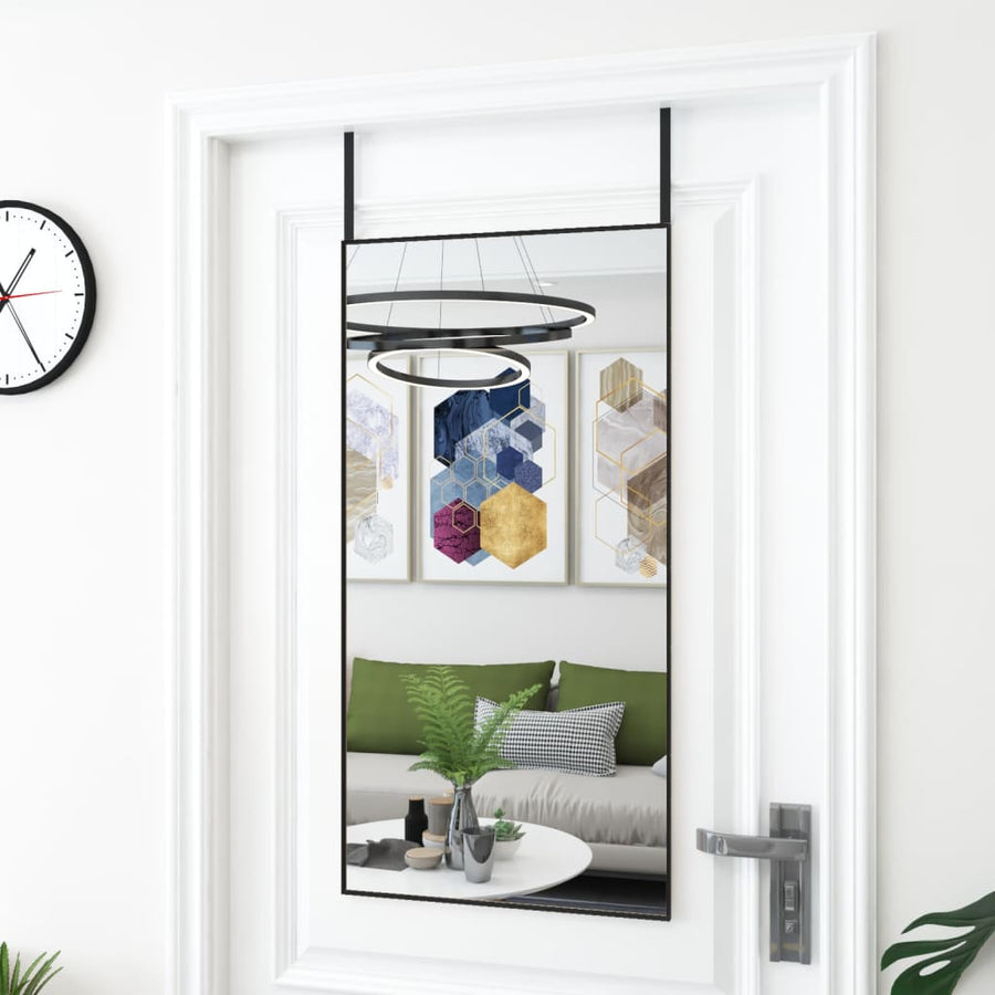 Deurspiegel 50x100 cm glas en aluminium zwart 50 x 100 cm Zwart